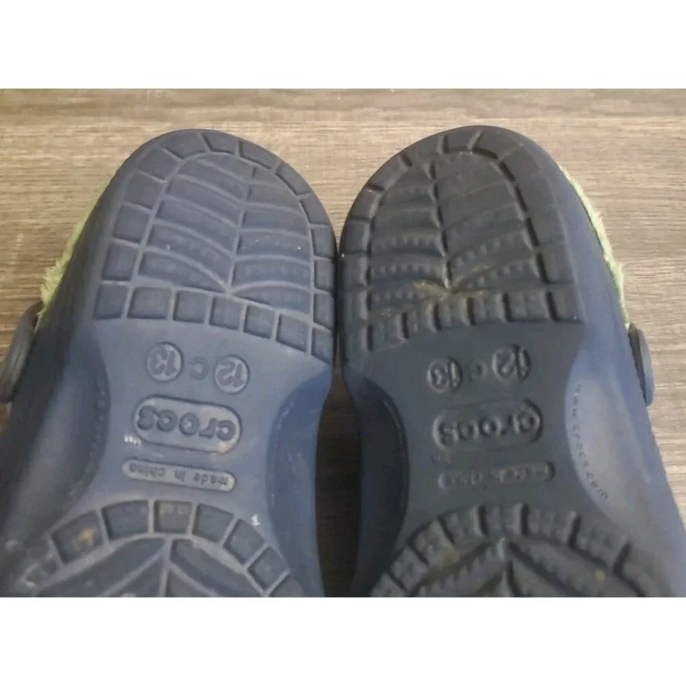 Crocs Fur Lined Clogs Slip On Shoes Youth‎ Size 12/13 Blue